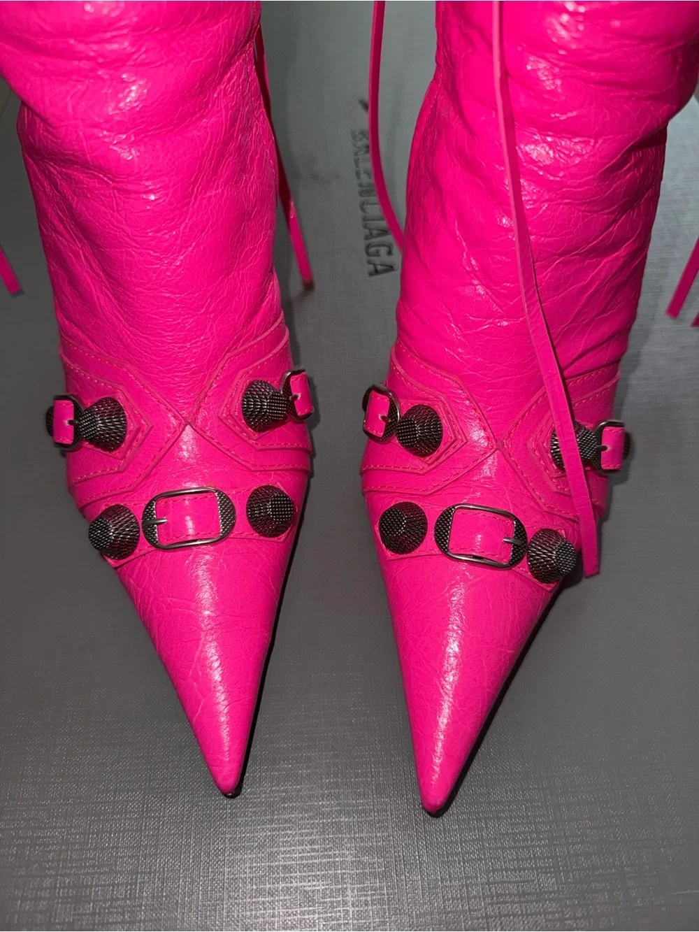 Balenciaga Cagole H90 Fluo Pink Knee-High Boots Size 37